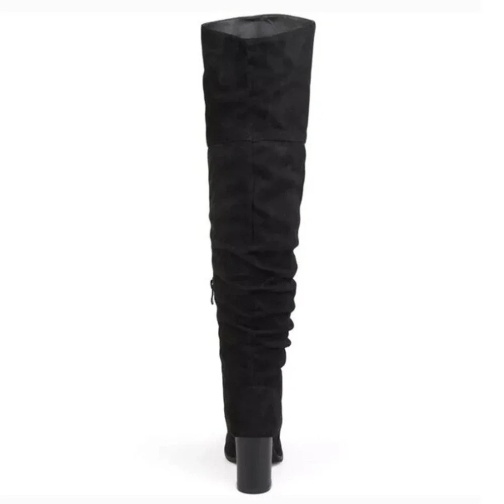 Journee Collection Women's Size 6 Kaison Over the Knee‎ Boots Black Faux Suede